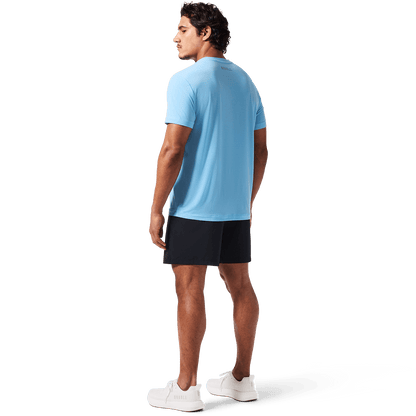 Men's Alaskan Blue U Tee Back On Body Angle.