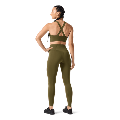 NOBULL Tactical Green Drive Longline Bra Back Full Body Angle.