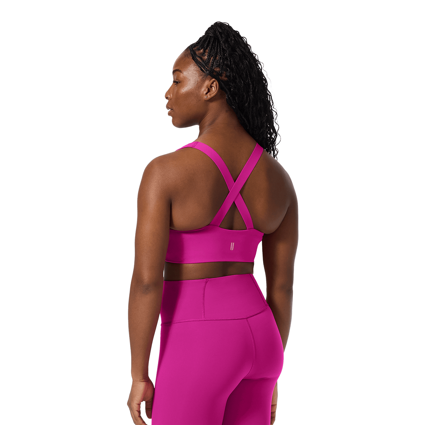 NOBULL Vivid Fuchsia Drive Longline Bra Back Angle.