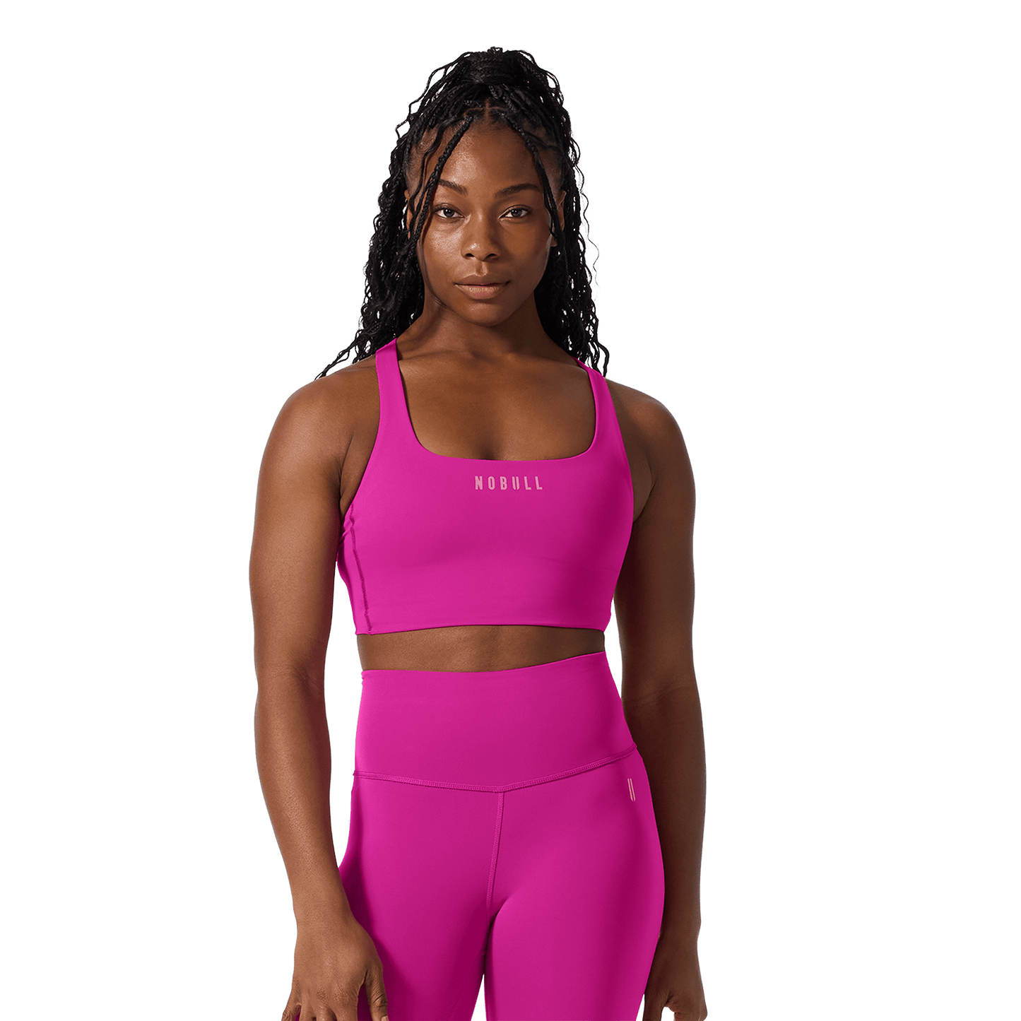 NOBULL Vivid Fuchsia Drive Longline Bra Front Angle.