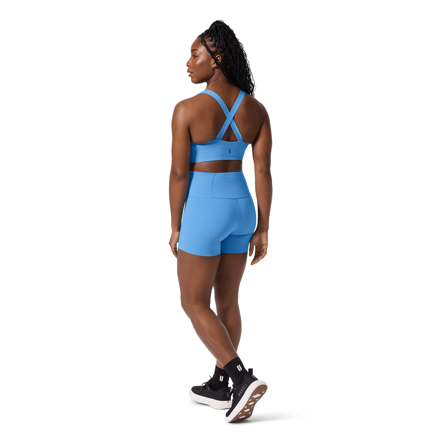 NOBULL Light Blue Drive Longline Bra Back Full Body Angle.