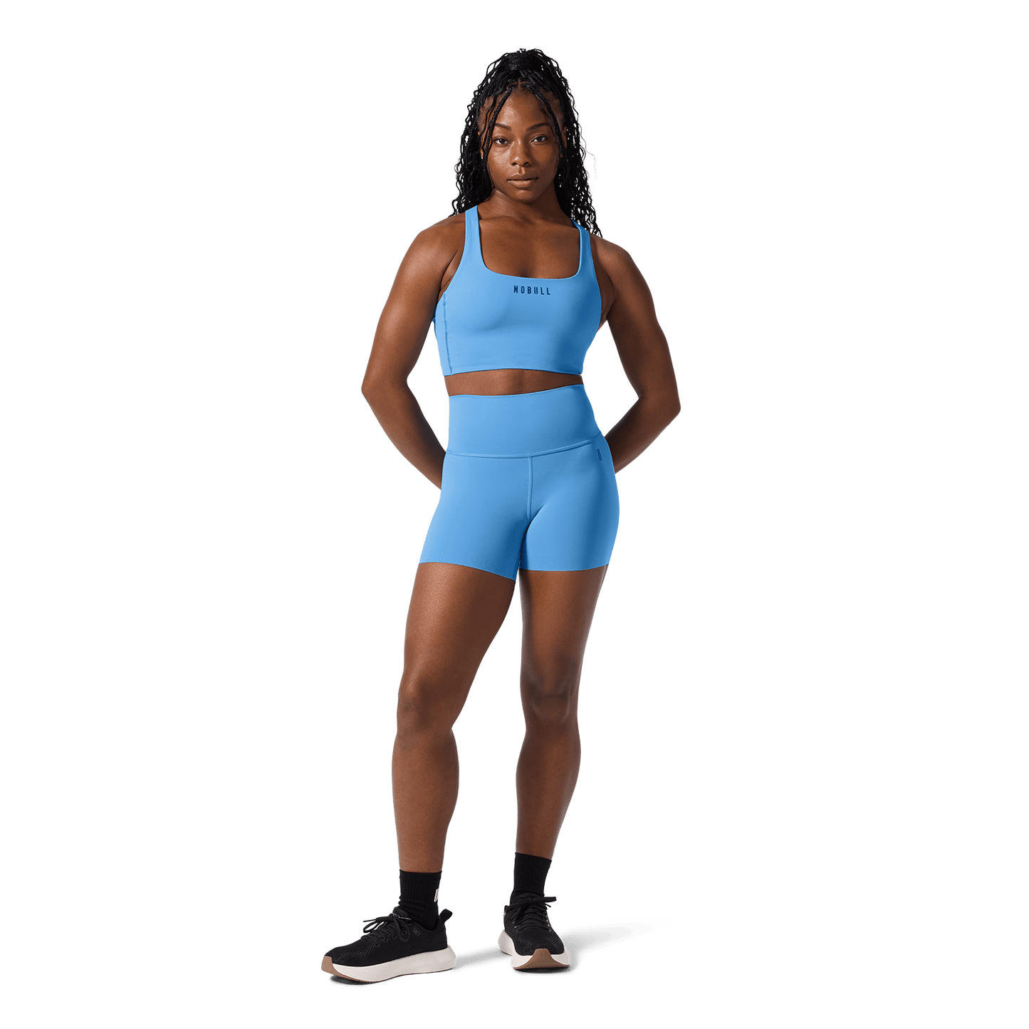 NOBULL Light Blue Drive Longline Bra Front Full Body Angle.