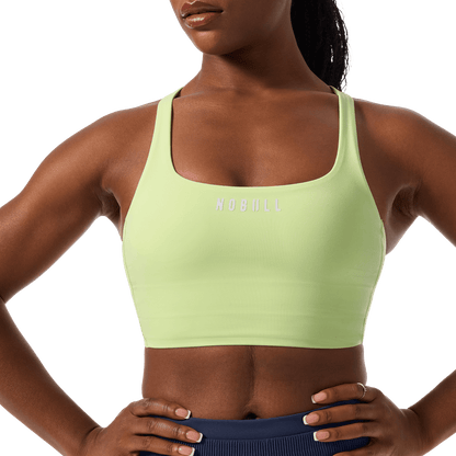 NOBULL Pear Drive Longline Bra Front Upper Body Detail Angle.