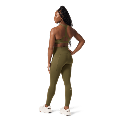 NOBULL Tactical Green Drive Racerback Bra Back Full Body Angle.