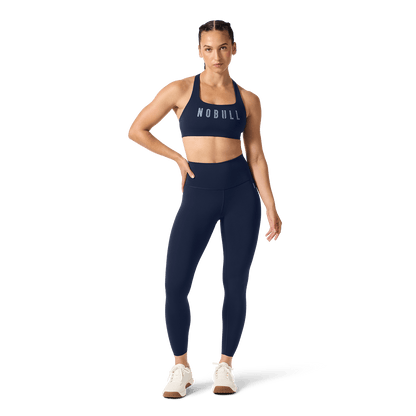 NOBULL Night Navy Drive Racerback Bra Front Full Body Angle.