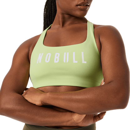 Women's Pear NOBULL Drive Racerback Bra Front Detail Angle.