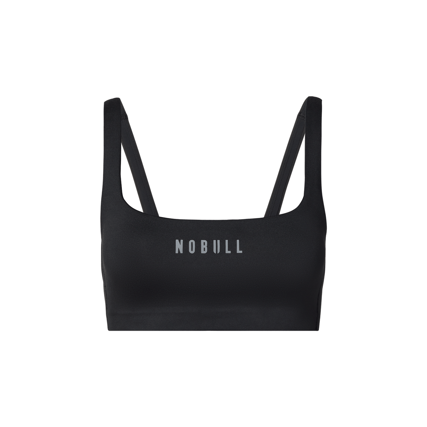 Black NOBULL Matte Square Neck Bra Front Silhouette Angle.