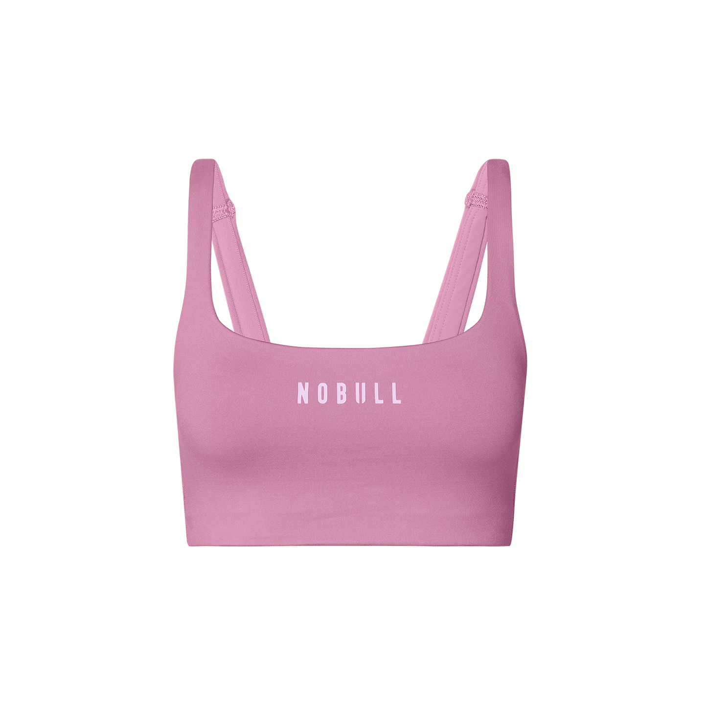 NOBULL Soft Pink Matte Square Neck Bra Front Silhouette Angle.