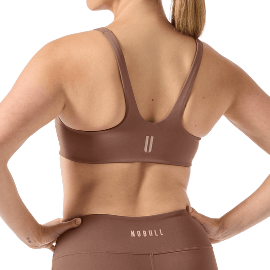 Women's Acorn NOBULL Matte Square Neck Bra Back Detail Angle.