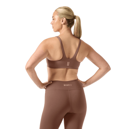 Women's Acorn NOBULL Matte Square Neck Bra Back Waist Up Angle.