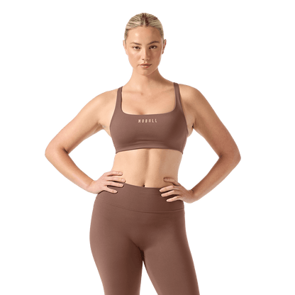 Women's Acorn NOBULL Matte Square Neck Bra Front Waist Up Angle.