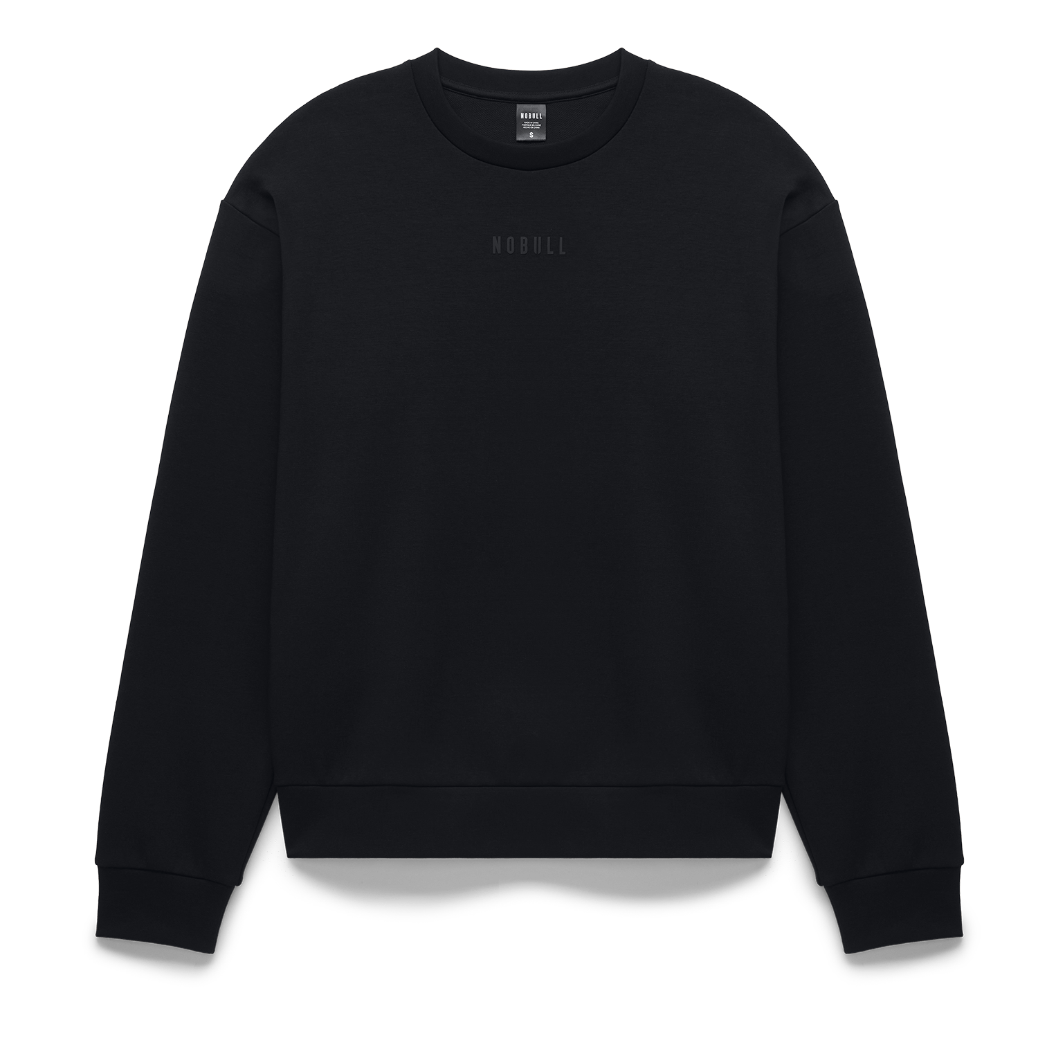 Women's Black NOBULL Elements Crew Sweatshirt Flat Lay Angle. 