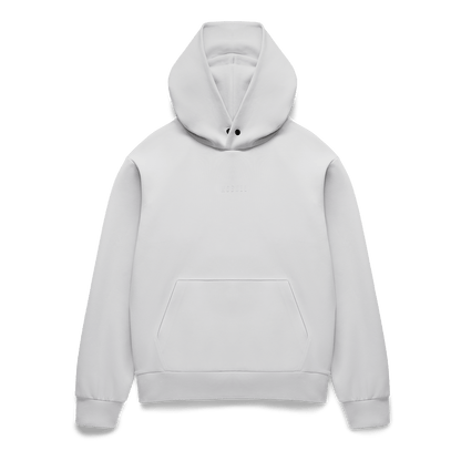 Women's Light Grey NOBULL Elements Hoodie Flat Lay Angle.