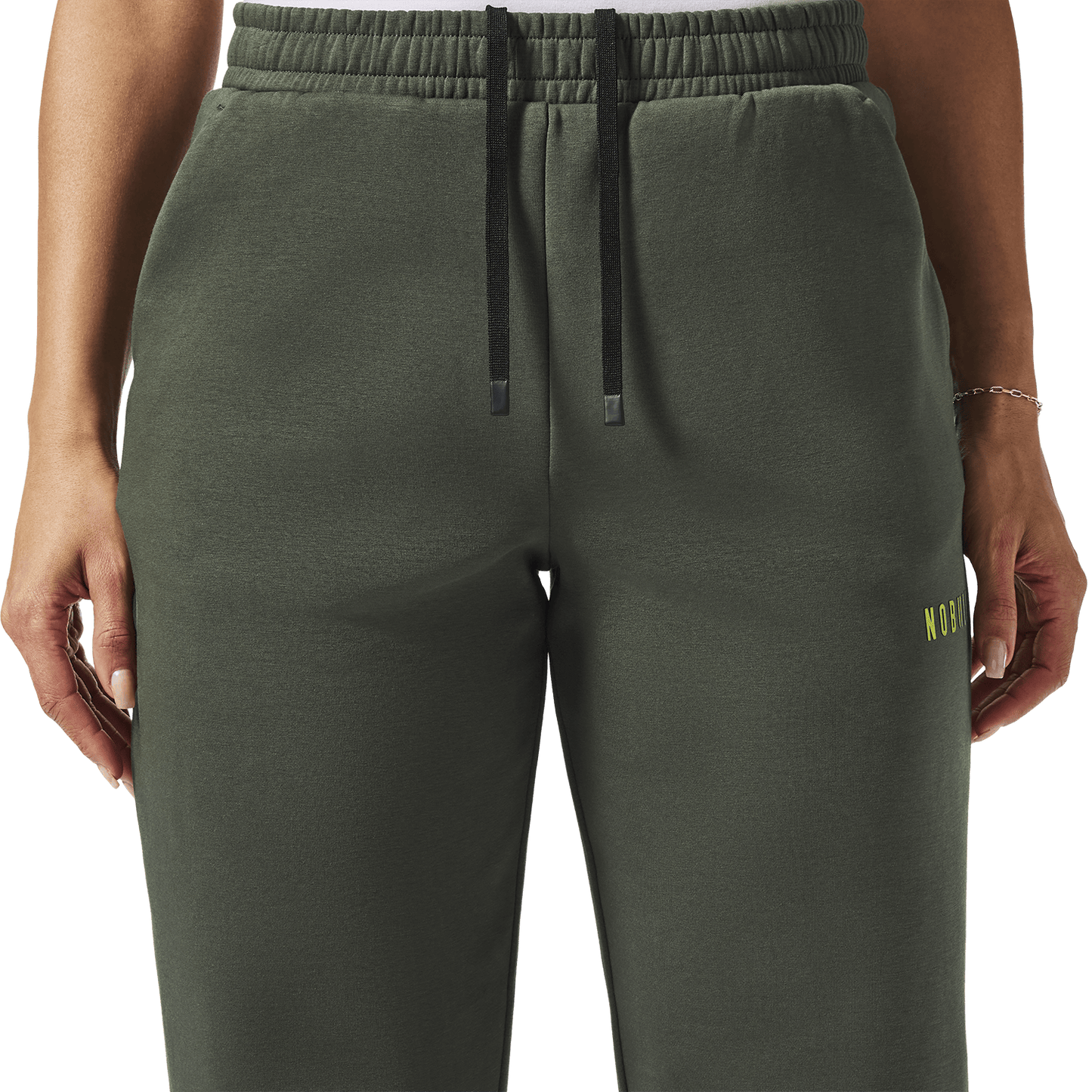 Women's Dark Army NOBULL Elements Sweatpants Drawstring Detail Angle.