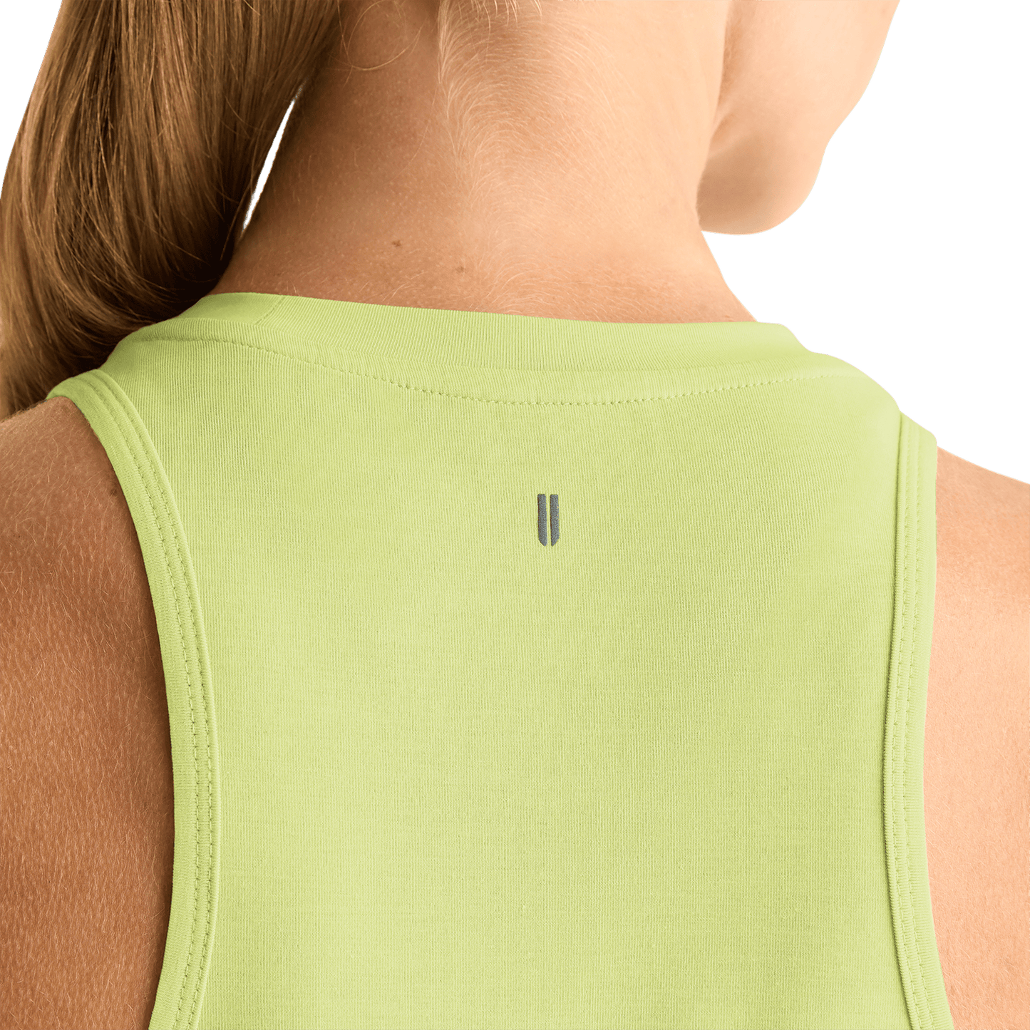 Women's Snow Pear High-Neck Tank Detail Angle.