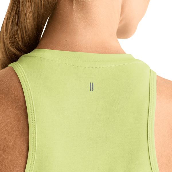 Women's Snow Pear High-Neck Tank Detail Angle.