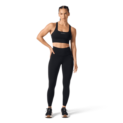 Women's Black High-Rise Drive Tight 25" Front Full Body Angle.