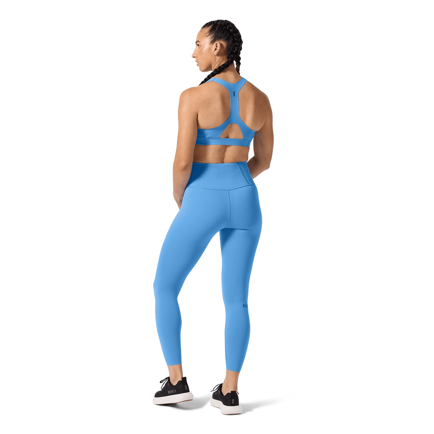 Women's Light Blue High-Rise Drive Tight 25" Back On Body Angle.