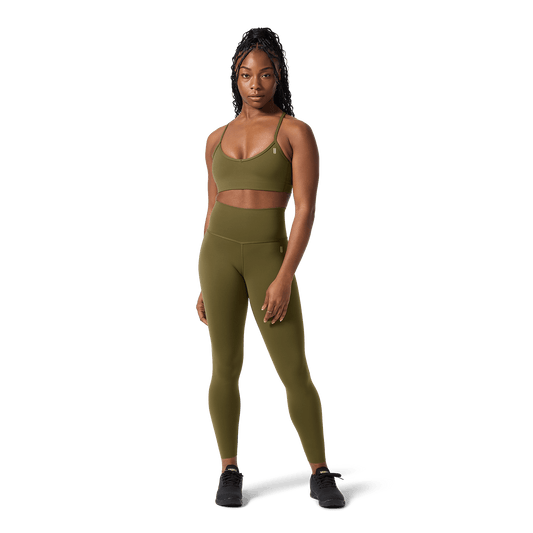 Women's Tactical Green High-Rise Drive Tight 25" Front Full Body Angle.
