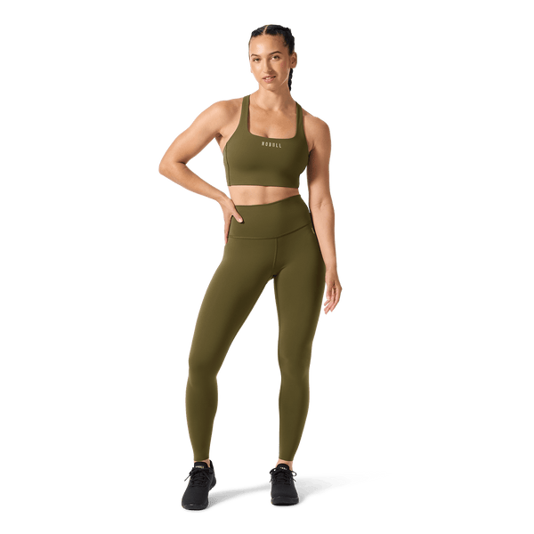 Women's Tactical Green High-Rise Drive Tight 28" Front Full Body Angle.