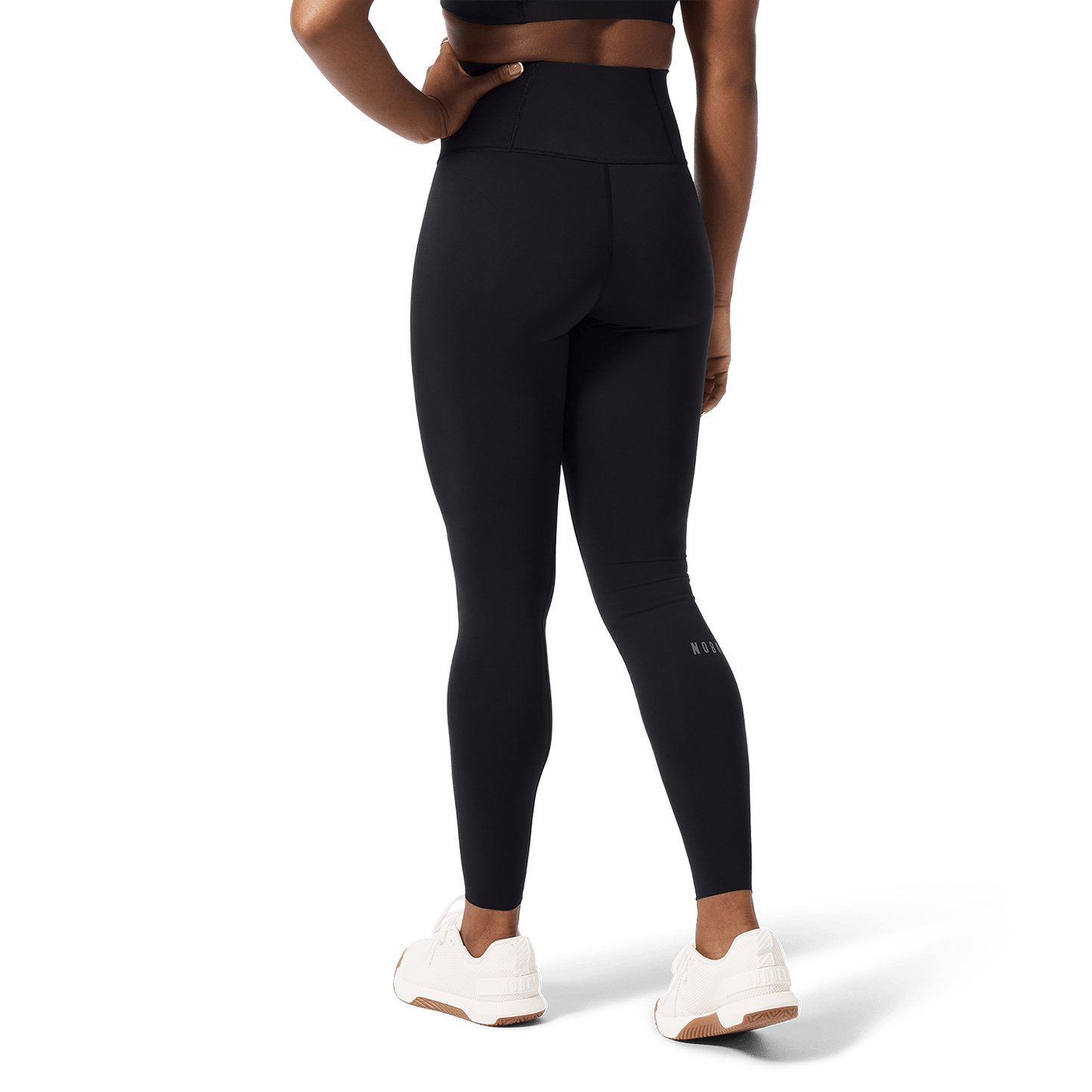 Women's Black High-Rise Drive Tight 28" Back Lower Body Angle.