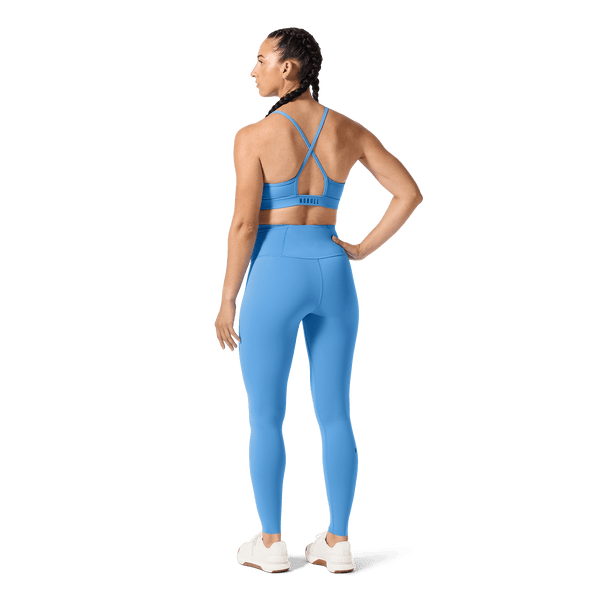 Women's Light Blue High-Rise Drive Tight 28" Back Full Body Angle.
