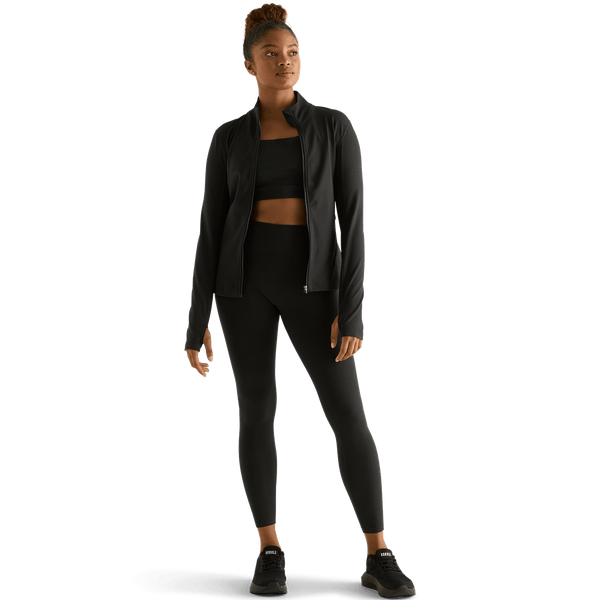 Women's Black High-Rise Matte Tight 25" Front Angle.