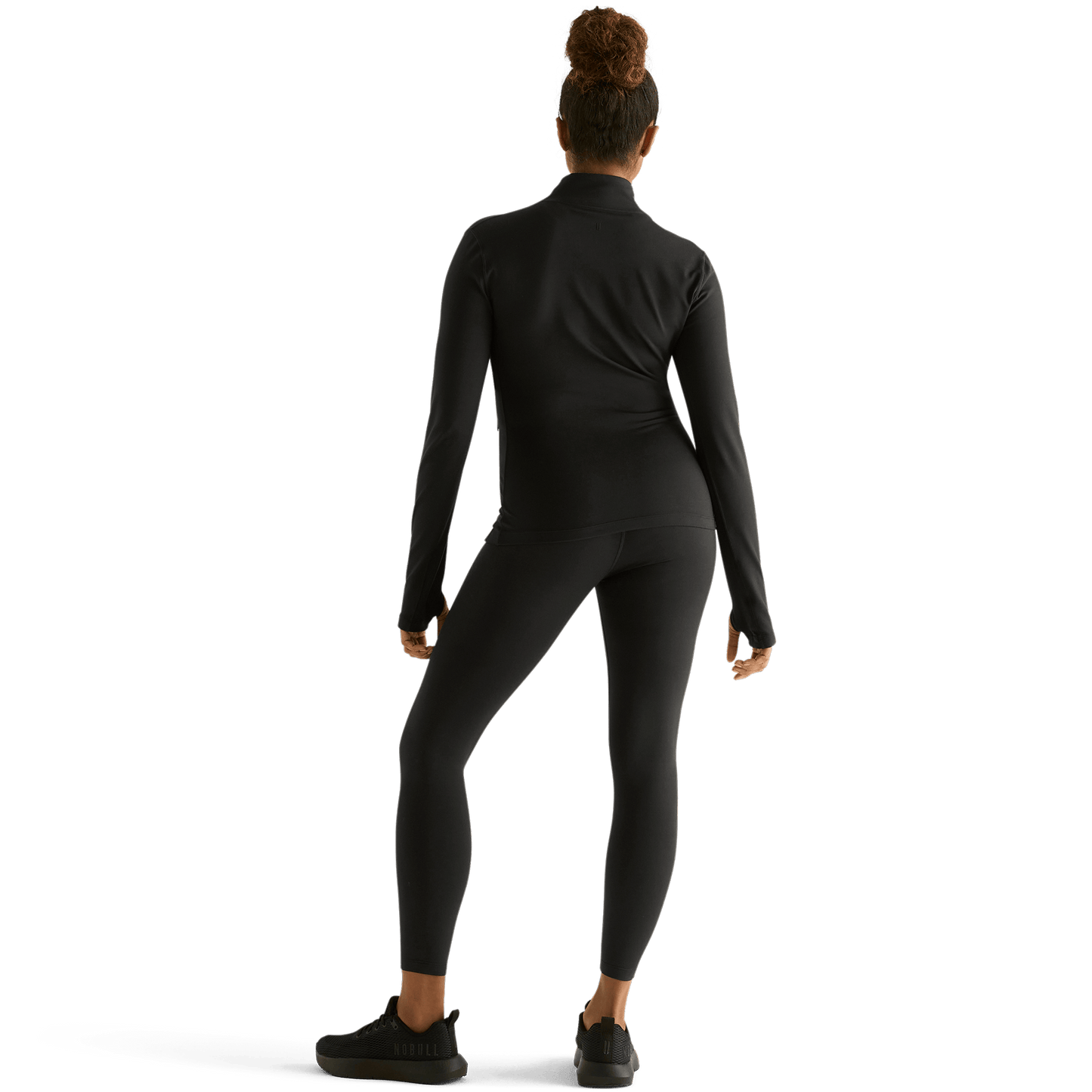 Women's Black High-Rise Matte Tight 25" Back Angle.