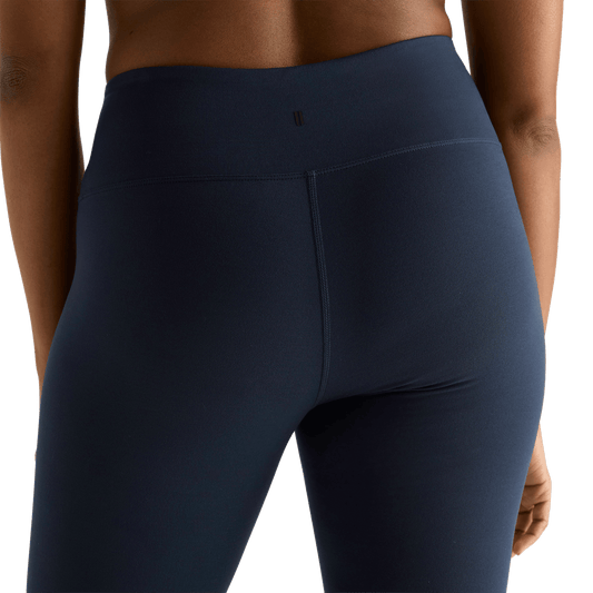 Women's Night Navy High-Rise Matte Tight 25" Back Detail Angle.