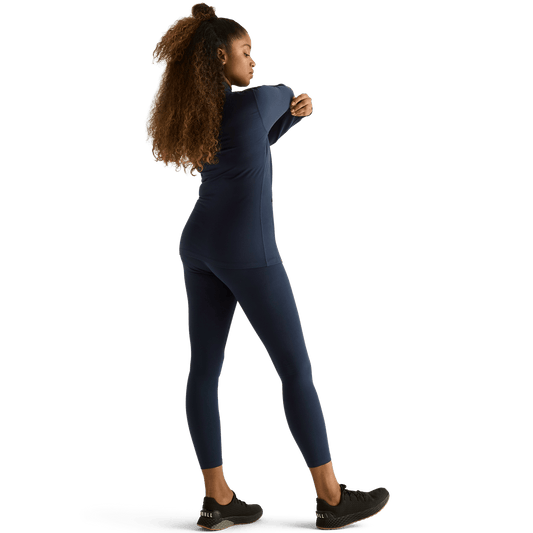 Women's Night Navy High-Rise Matte Tight 25" Back Angle.