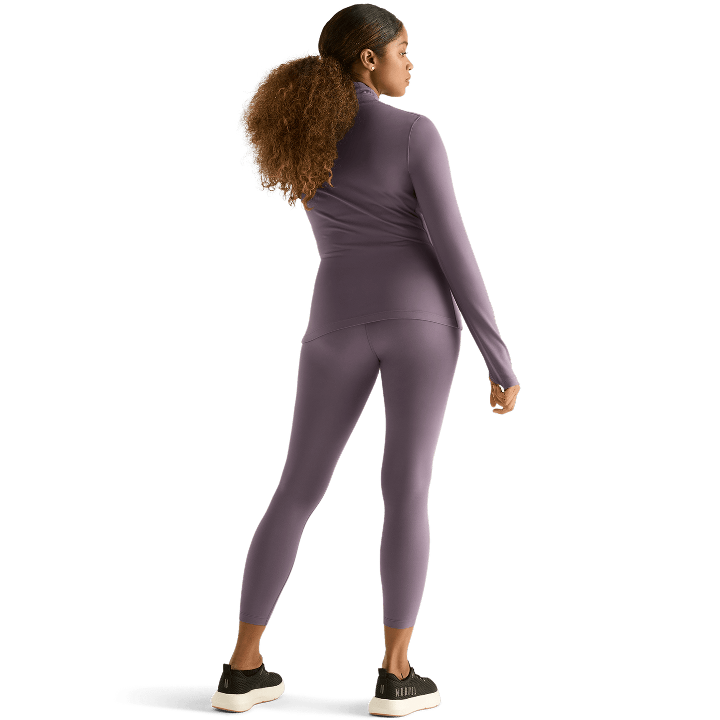 Women's Black Plum High-Rise Matte Tight 25" Back Angle.