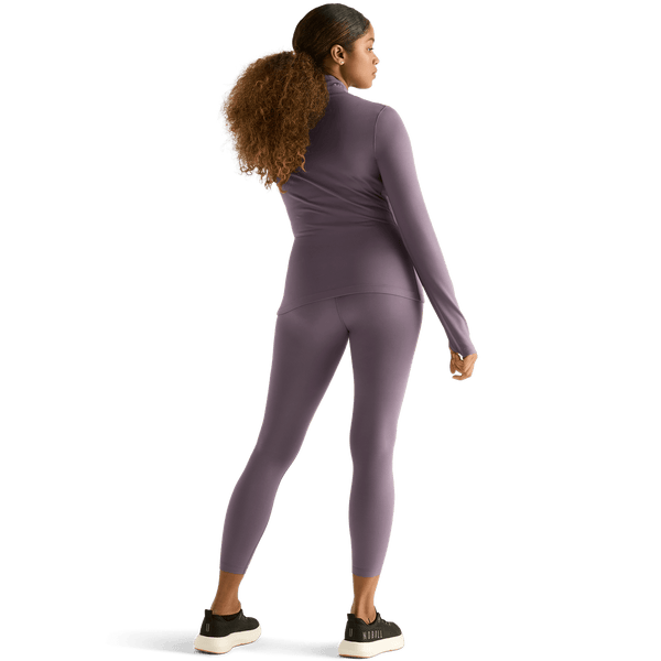 Women's Black Plum High-Rise Matte Tight 25" Back Angle.