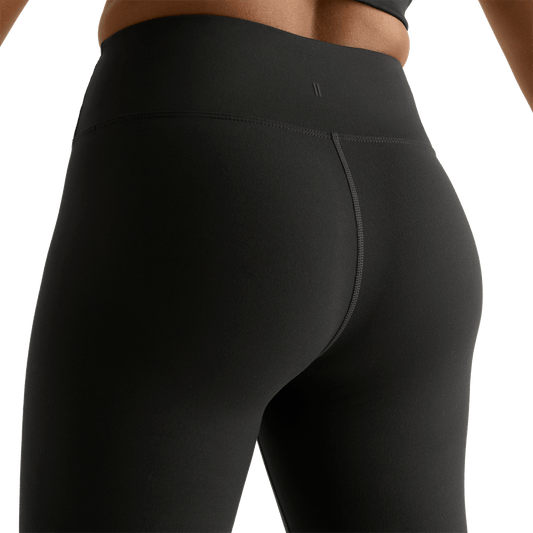 Women's Black High-Rise Matte Tight 28" Back Detail Angle.