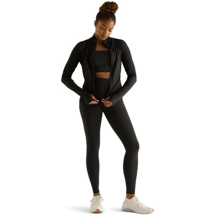 Women's Black High-Rise Matte Tight 28" Front Angle.