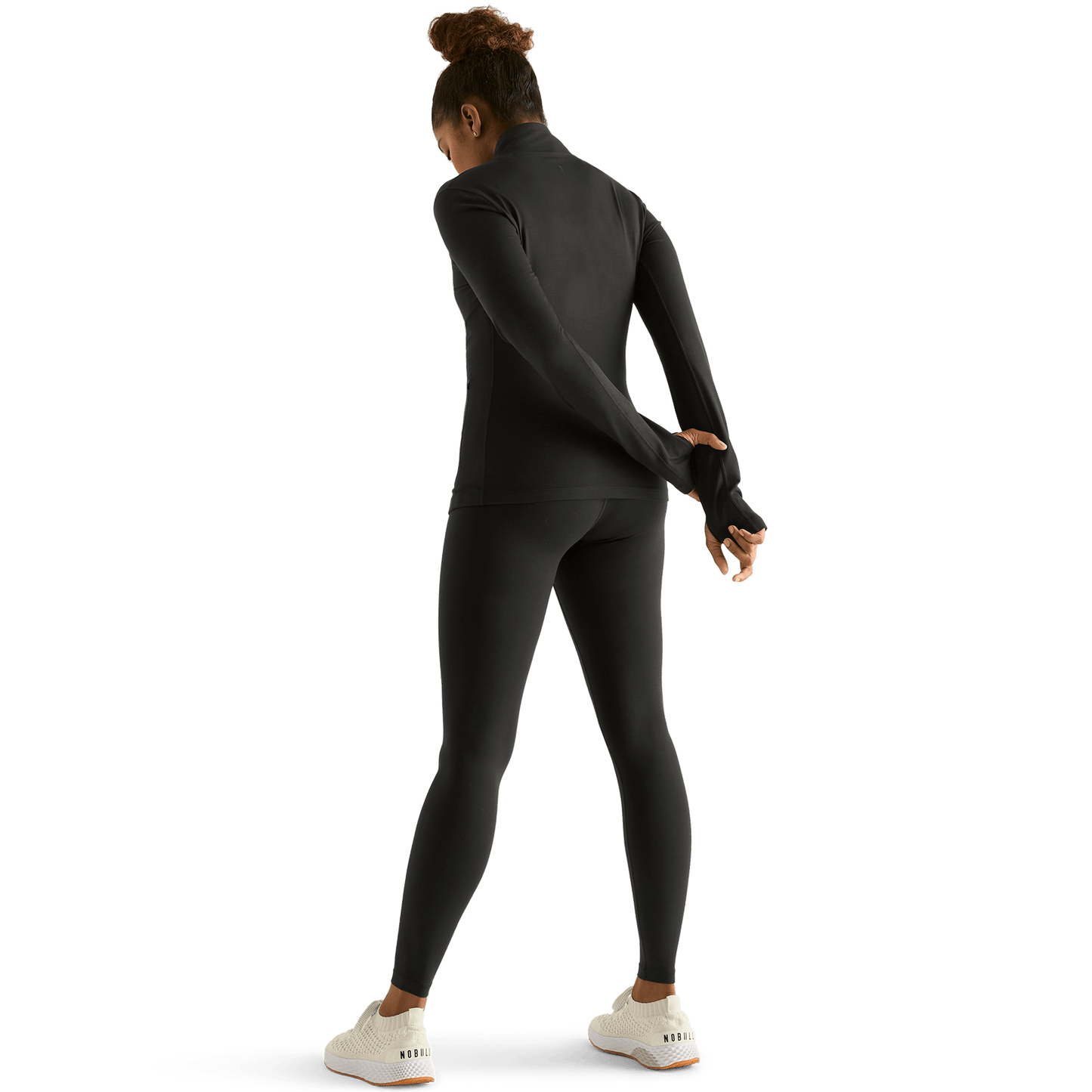 Women's Black High-Rise Matte Tight 28" Back Angle.