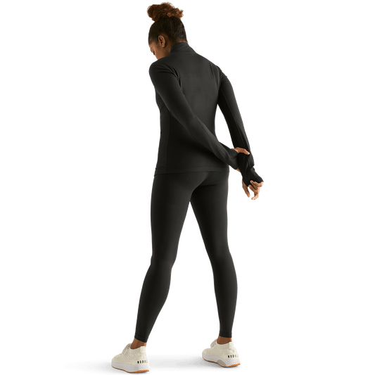 Women's Black High-Rise Matte Tight 28" Back Angle.