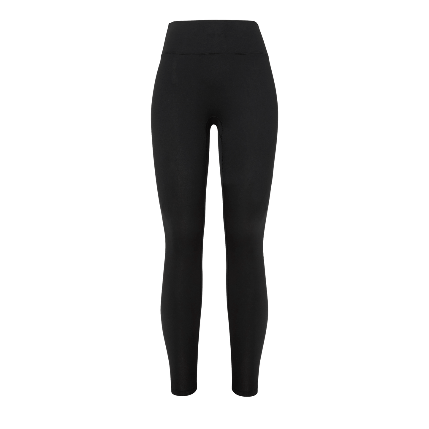 Women's Black High-Rise Matte Tight 28" Silhouette Front Angle.