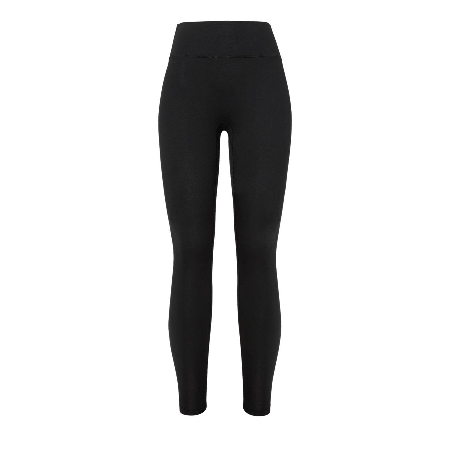 Women's Black High-Rise Matte Tight 28" Silhouette Front Angle.