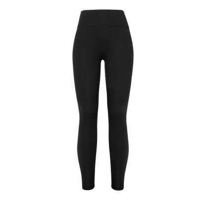 Women's Black High-Rise Matte Tight 28" Silhouette Front Angle.