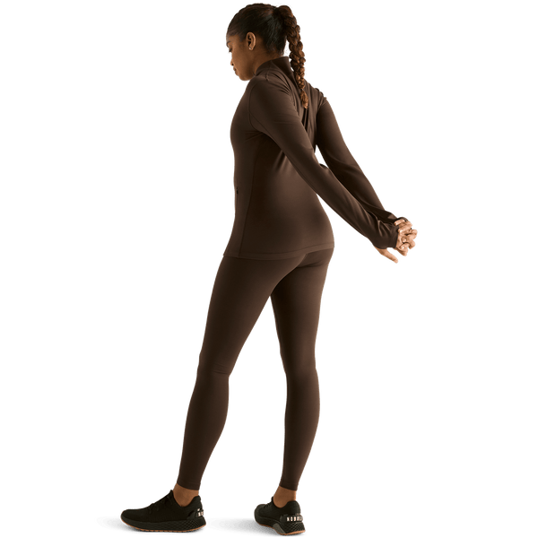 Women's Chocolate High-Rise Matte Tight 28" Back Angle.