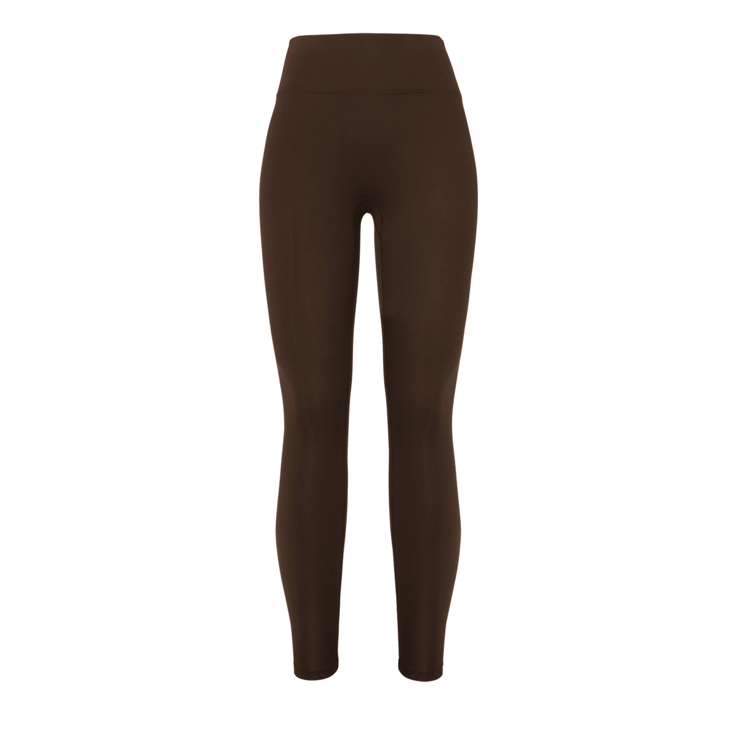 Women's Chocolate High-Rise Matte Tight 28" Silhouette Front Angle.