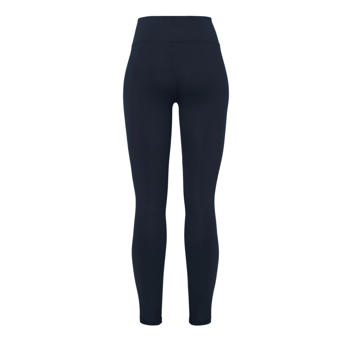 Women's Navy High-Rise Matte Tight 28" Back Silhouette Angle.