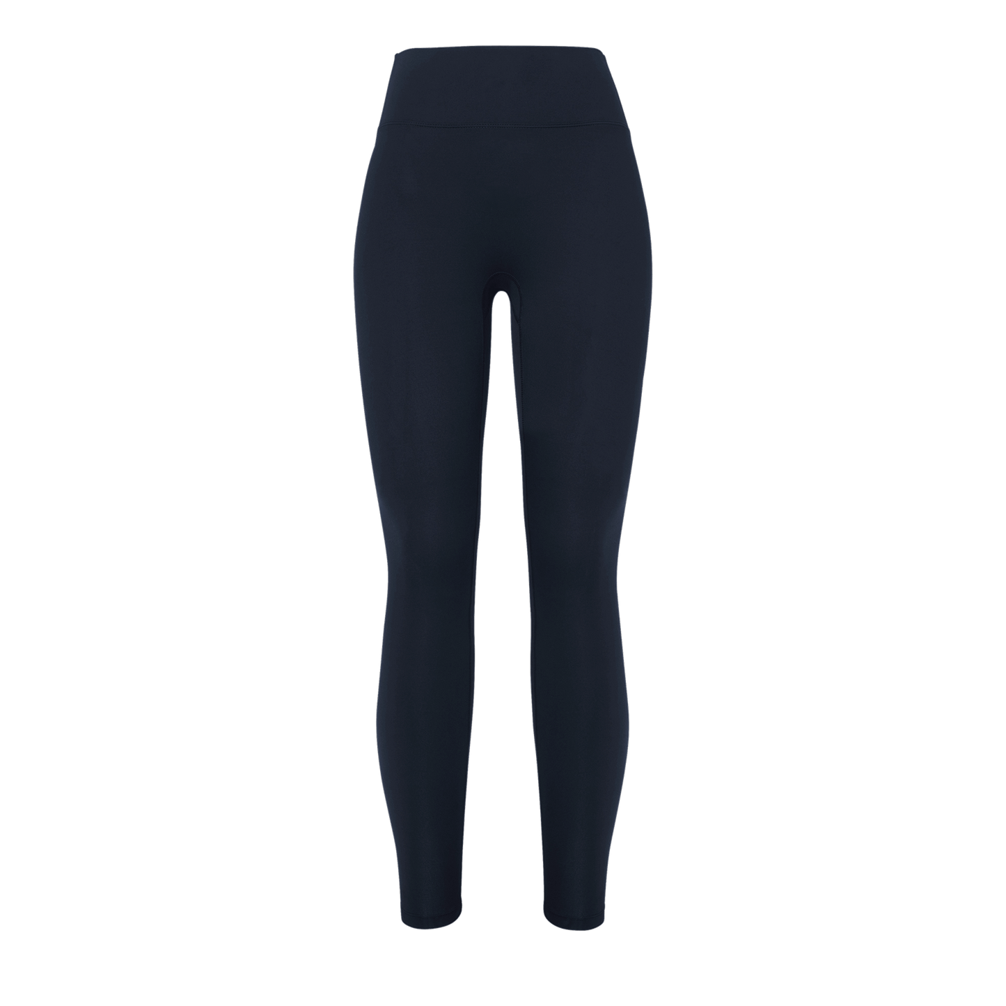 Women's Navy High-Rise Matte Tight 28" Front Silhouette Angle.