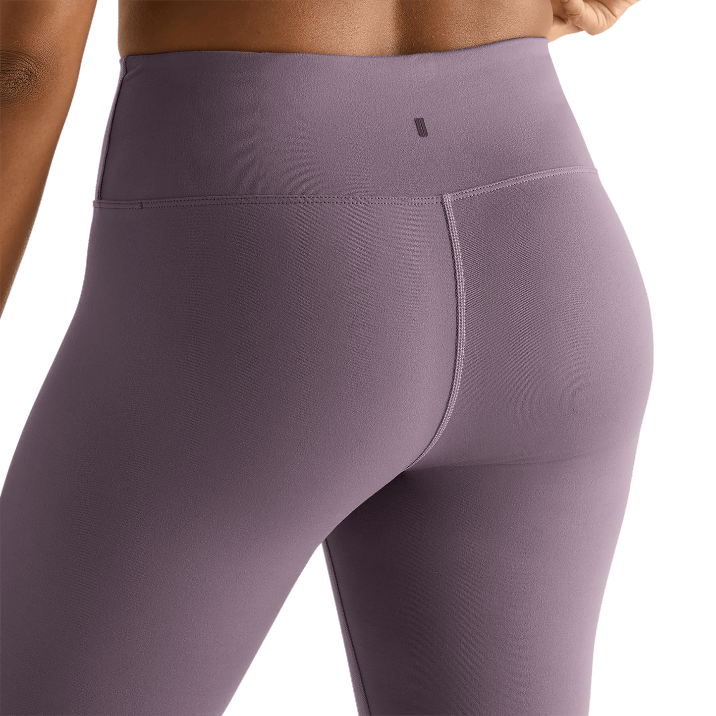Women's Black Plum High-Rise Matte Tight 28" Back Detail Angle.
