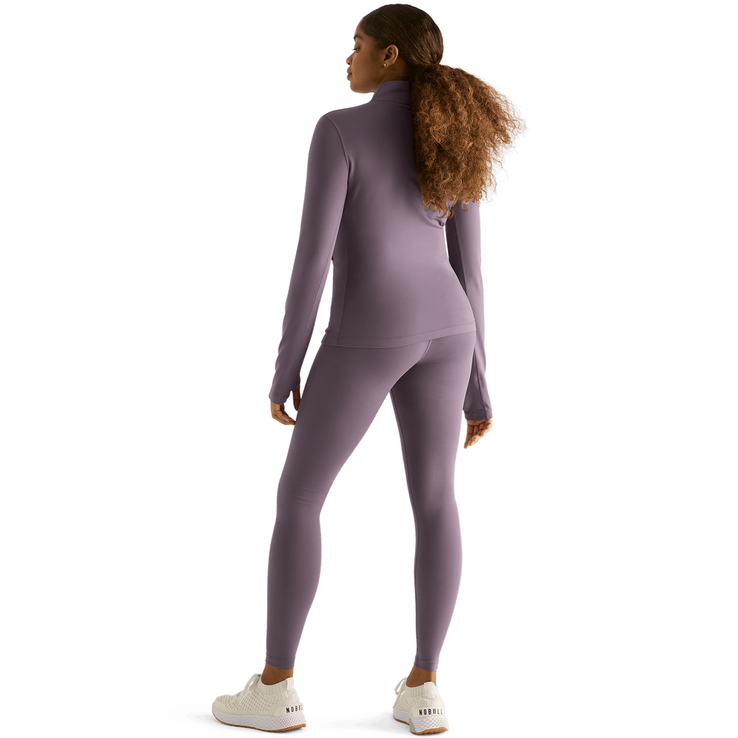 Women's Black Plum High-Rise Matte Tight 28" Back Angle.