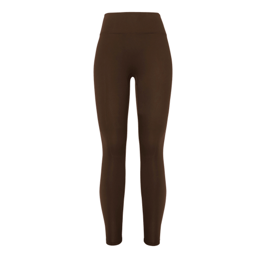 Women's Chocolate Matte Tight 28" Silhouette Front Angle.