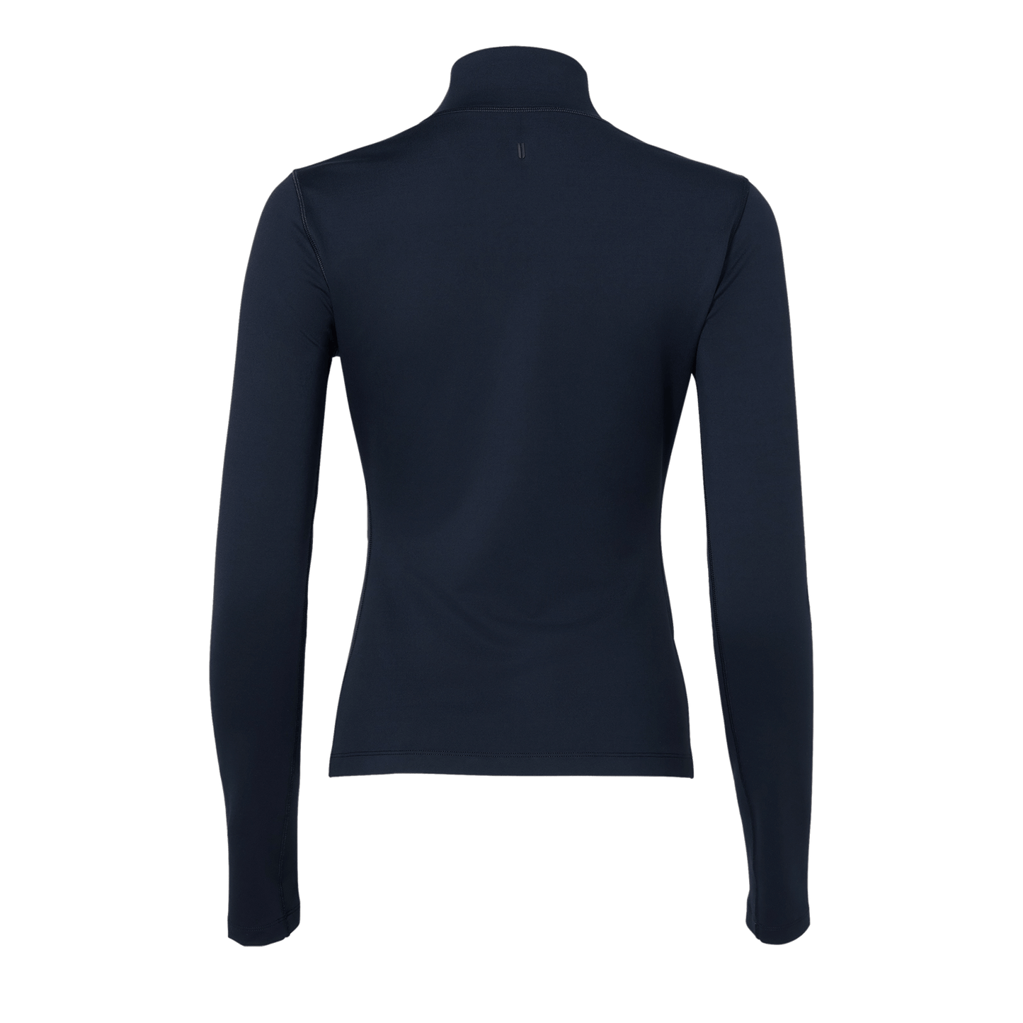 Women's Night Navy Matte Zip-Up Jacket Back Silhouette Angle.