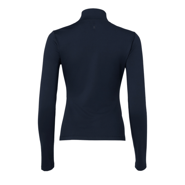 Women's Night Navy Matte Zip-Up Jacket Back Silhouette Angle.