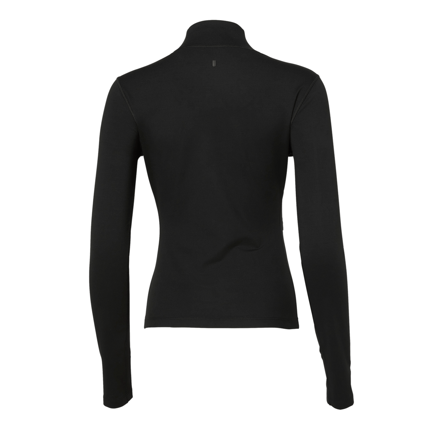 Women's Black Matte Zip-Up Jacket Back Silhouette Angle.