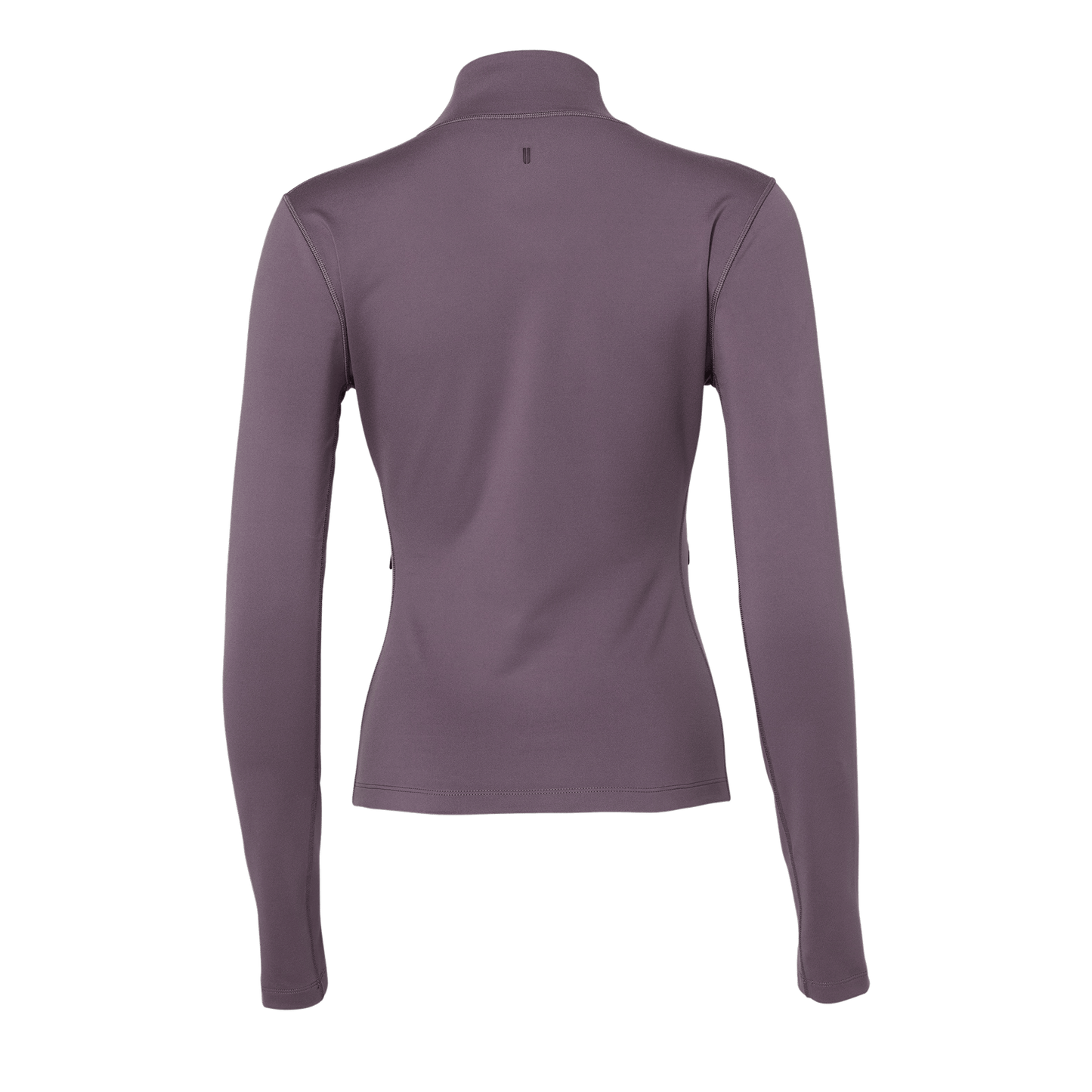Women's Black Plum Matte Zip-Up Jacket Back Silhouette Angle.